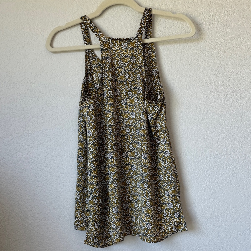 Maeve by Anthropology Green and Grey Patterned Silky Racerback Tank Top Size 4 - Picture 5 of 11